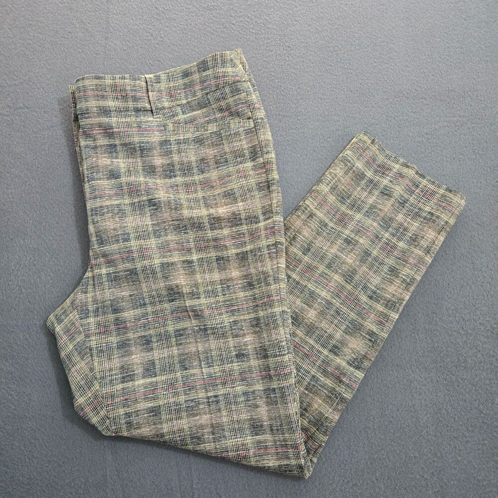 WHBM Women 8S Multicolor Plaid The Slim Ankle Pants Pockets Business Casual